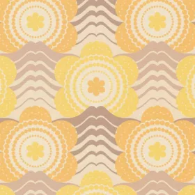   Retro Chic bézs, sárga, narancs retro, virág mintás tapéta 39539-5