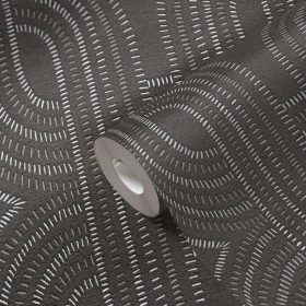   French Affair fekete alapon arany-ezüst grafikus tapéta 39937-4