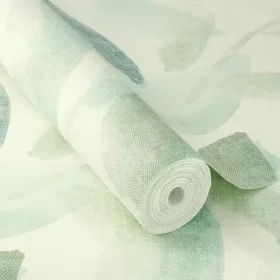   Liverna pasztell zöld/kék botanikus levél mintás tapéta 416343