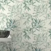 Liverna elegáns pasztell kék/zöld színű virágos levélmintás tapéta 417340AH