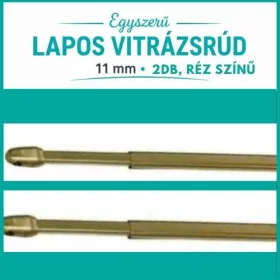 Egyszerű lapos vitrázsrúd 11mm réz színben