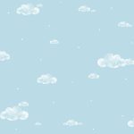 Kék alapon fehér felhő mintás tapéta 458-1