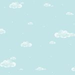 Kék alapon, fehér felhő mintás tapéta 458-2