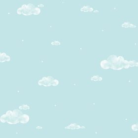 Kék alapon, fehér felhő mintás tapéta 458-2