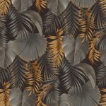 Fekete-szürke-arany-bronz dzsungel mintás tapéta 462043