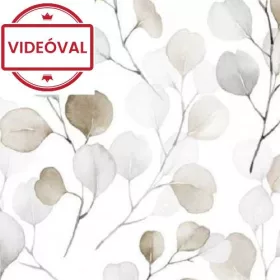   Eden fehér alapon szürke-barna levél mintás tapéta 47423