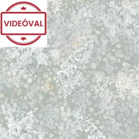   Eden zöld alapon fehér-sárga-zöld festett hatású virág, faág mintás tapéta 47452