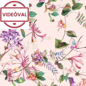   Eden rózsaszín alapon színes virágos, bogyós mintás tapéta 47457