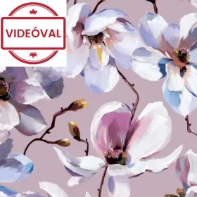   Eden lila alapon lila-kék-fehér-rózsaszín festett virág hatású mintás tapéta 47463