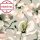 Eden zöld alapon fehér-barack-zöld festett virág hatású mintás tapéta 47464