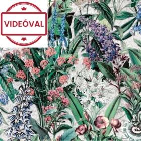  Eden drapp-szürke apró mintás alapon színes virágos tapéta 47477