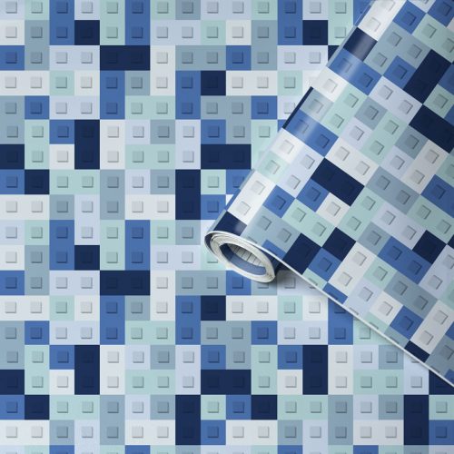 Gekkofix/Venilia Deco Premium Bricks kék kocka mintás öntapadós fólia 54786