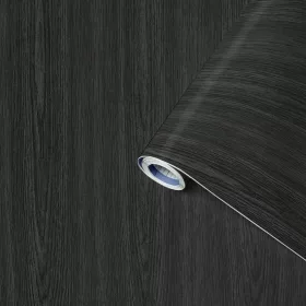   GEKKOFIX / VENILIA PERFECT FIX BLACK WOOD fekete faerezetes öntapadós fólia 45 cm