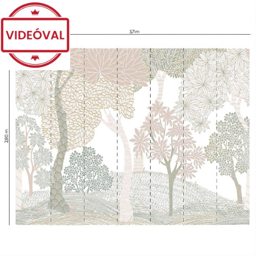 Dolce Vita fehér alapon szürke-barack-rózsaszín fa mintás poszter 56230207