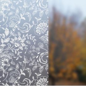   VENILIA / GEKKOFIX LAND FEHÉR VIRÁGOS SZTATIKUS ÜVEGFÓLIA 45cm x 1,5m