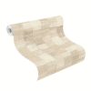 Back To Nature drapp/mandulabarna fa kocka mintás tapéta 570953
