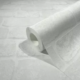 Fehér-törtfehér tégla mintás tapéta 58424