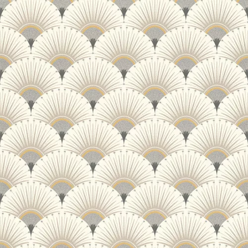 Törtfehér-ezüst-fekete art deco mintás tapéta 637649 