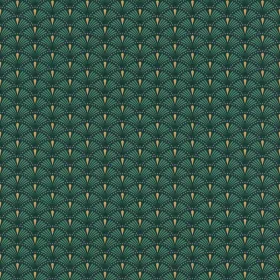 Zöld-arany art deco mintás tapéta 637915