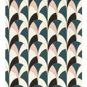   Fehér-kék-rózsaszín-fekete art deco mintás tapéta 638011