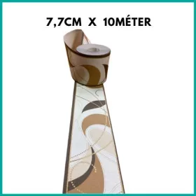   Bézs-sötétbarna arany hullámmintás tapétaszegély  7,7 cm 703-06