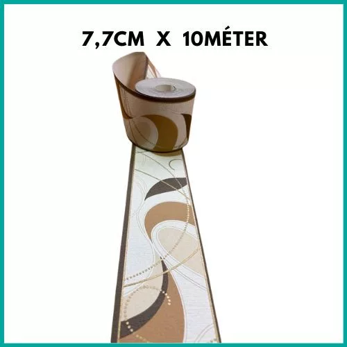 Bézs-sötétbarna arany hullámmintás tapétaszegély  7,7 cm 703-06