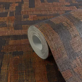   Black, elegáns absztrakt textil mintás bronz és csokibarna design tapéta  78204-6