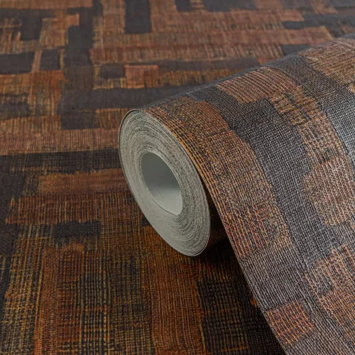 Black, elegáns absztrakt textil mintás bronz és csokibarna design tapéta  78204-6