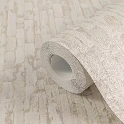  Texture Art absztrakt fa-funérhatású szürkésfehér-arany-bézs  tapéta 78666-1