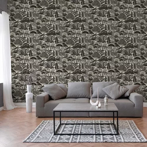  Pint Walls fekete-szürke rajzolt erdei táj mintás vlies  tapéta 79185-3