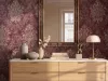 Modern klasszikus ornamentika, bordó-arany, fémes hatású, textilmintás vlies tapéta  79228-1  TheTrendSpectrum tapéta kollekció