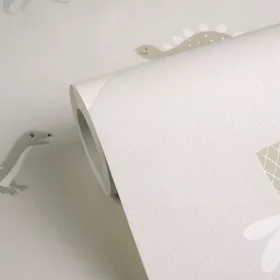   Kids Studio világosszürke alapon szürke-barna színű dinoszaurusz mintás tapéta 79257-1