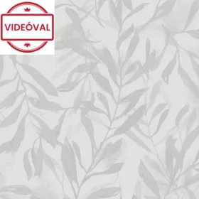   Leyla világosszürke - bézs hosszú levélmintás tapéta 82439