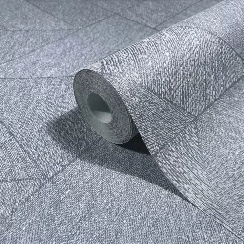 Naomi geometriai mintás szövött hatású  szürkésbarna/fehér tapéta 82547