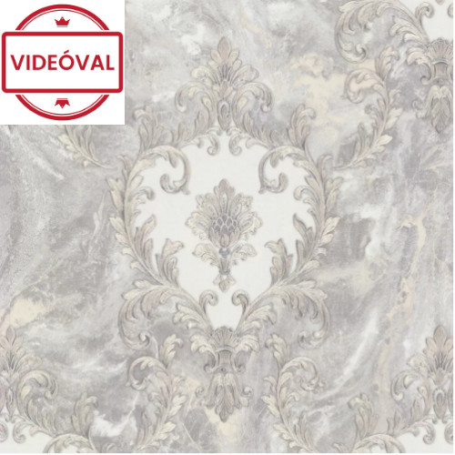 Carrara 2 törtfehér-szürke-ezüst-drapp lágyan csillámló barokk mintás tapéta 83603