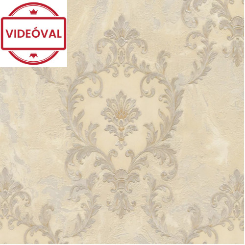 Carrara 2 barna-szürke lágyan csillámló luxus barokk mintás tapéta 83606