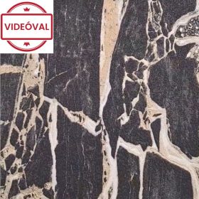   Fekete arany repedezett hatású márvány mintás olasz luxus tapéta 84601