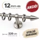 12 mm Inox komplett karnis, AKCIÓS 220cm