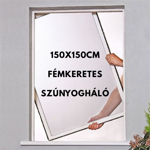 Rovarháló alumínium kerettel – 150 x 150 cm (ablakra szerelhető)