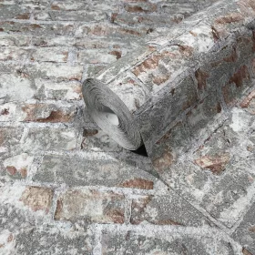 Szürke-barna tégla mintás apró kavicsos tapéta 94272