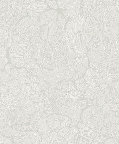 Bézs-szürke-ezüst virágmintás tapéta A56401