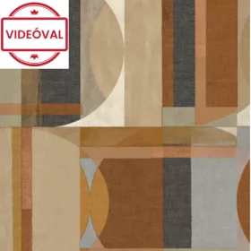   Arcadia barna-fekete-vörös-szürke retro geometriai mintás tapéta A64902