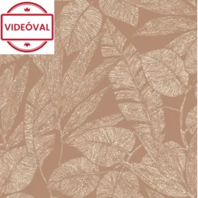   Omura téglavörös alapon drapp levél mintás tapéta A69502