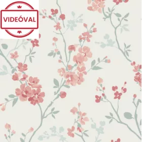 Omura fehér alapon barack virág mintás tapéta A70003