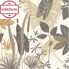   Arcadia fehér alapon barna-szürke-arany leveles mintás tapéta A70701