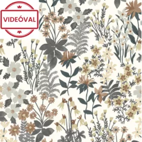   Arcadia fehér alapon barna-szürke apró virág mintás tapéta A70901