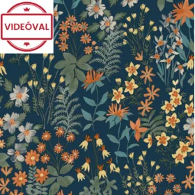 Arcadia kék alapon apró virág mintás tapéta A70903