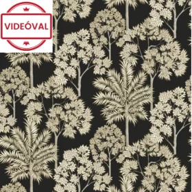 Arcadia fekete alapon drapp-arany fa mintás tapéta A71302