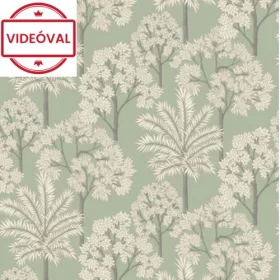 Arcadia zöld alapon drapp-arany fa mintás tapéta A71308