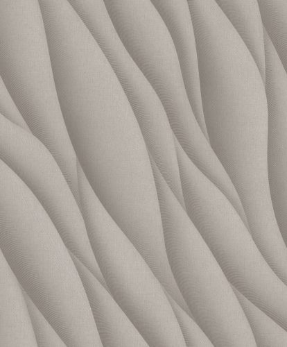Bézs-szürke árnyalatú 3D hullám mintás tapéta  AF24531